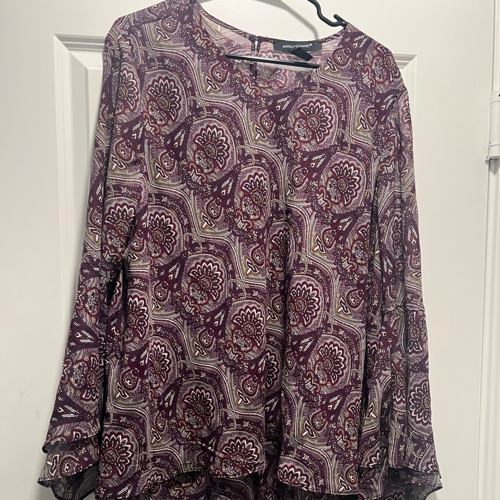 Ashley Stewart Purple Paisley Blouse